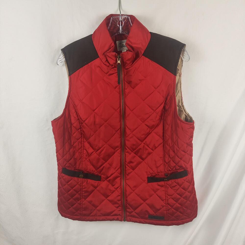 G.H. Bass & Co Vest Womens Large Red Quilted Full Zip Pockets Warm Lined